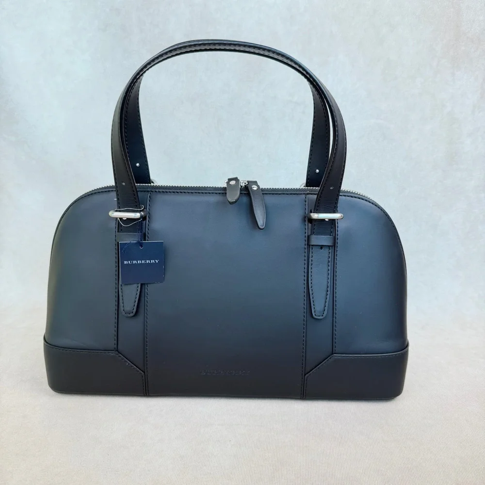 Authentic Burberry Japan Exclusive Leather Top Handle Bag Nova Check Lining